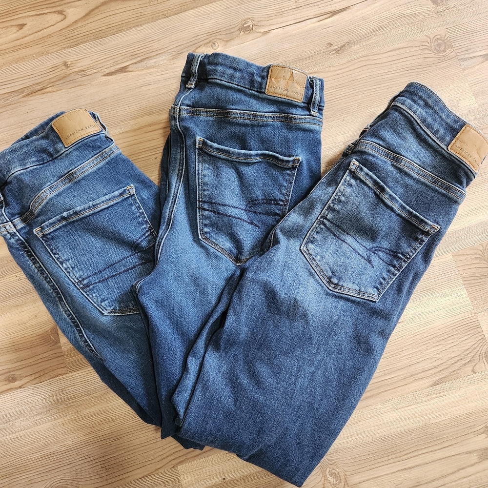 3 Pairs American Eagle High Rise Skinny Jeans